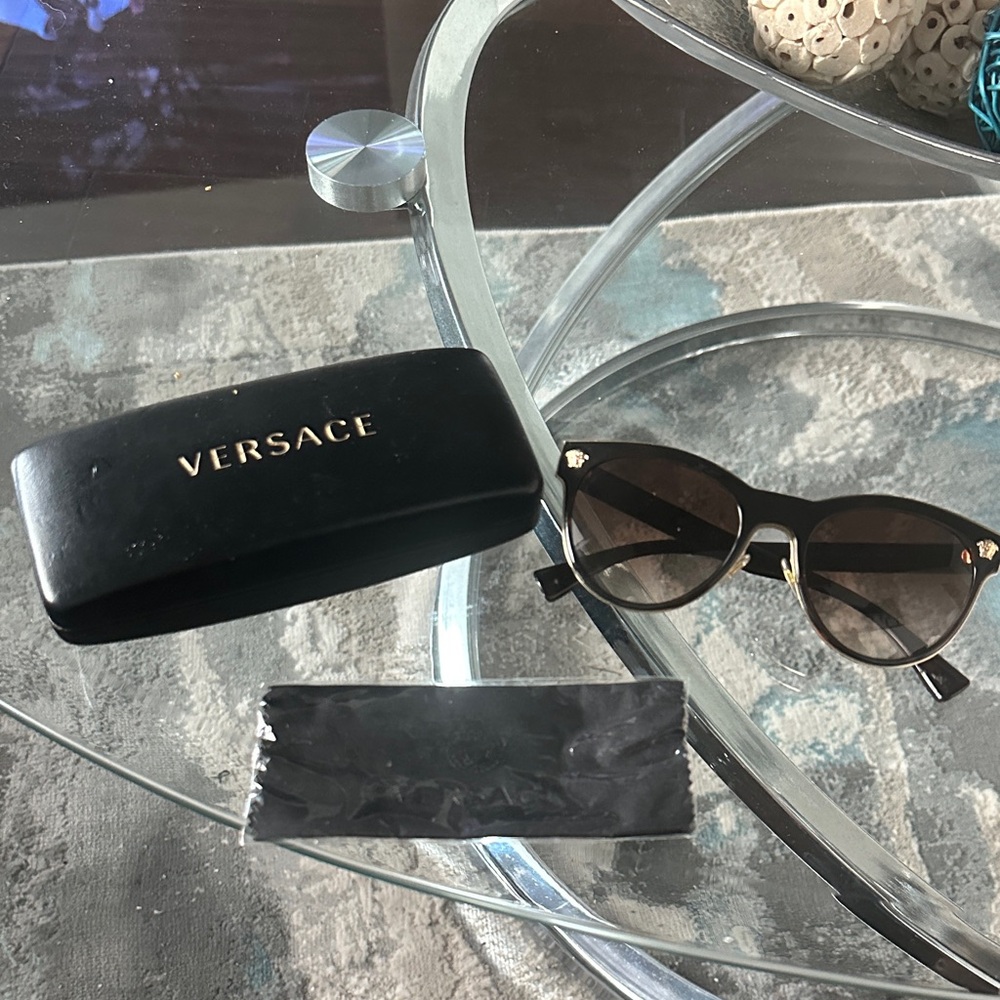 Versace Black and Gold Cat-Eye Sunglasses